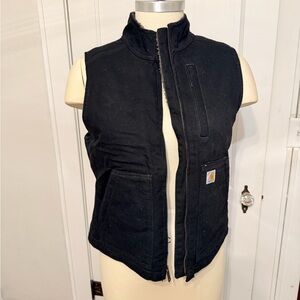 Carhartt Women’s Black Sherpa-Lined Vest | Medium | Cozy Workwear Staple